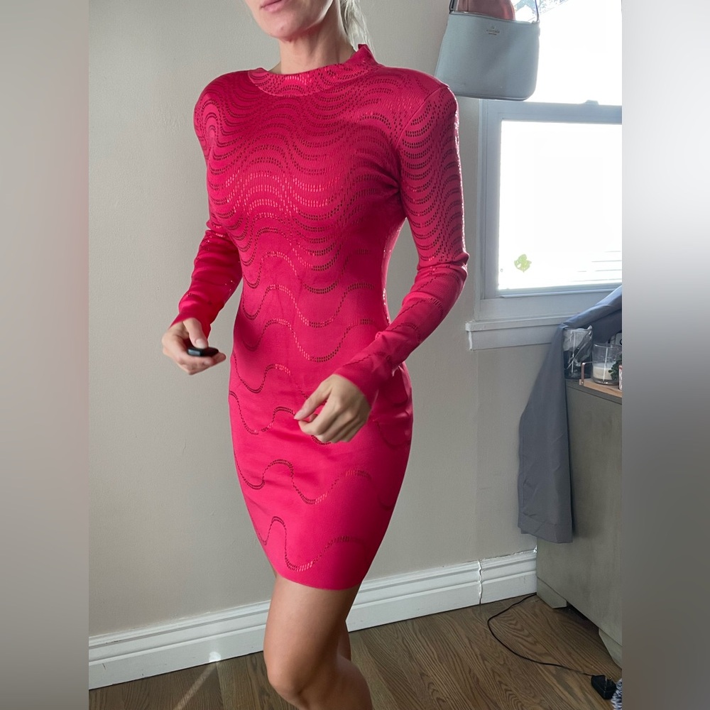 Guess by Marciano Vibrant Pink Long Sleeve Dress